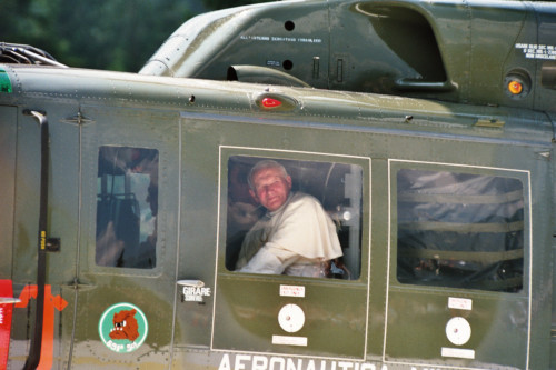 Papa Giovanni Paolo II - Vescovo Ducoli Maffeo - Val Visdende (negativo) di Ceolin, Elio (ultimo quarto sec. XX)