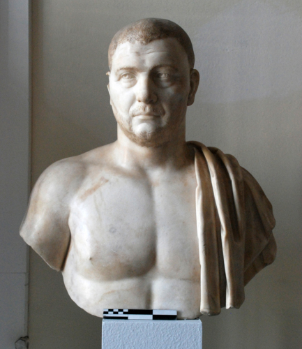 C. Calvino Balbino, eletto imperatore insieme a Clodio Pupieno nel 238 d.C. (busto maschile, ritratto privato, ritratto di Balbino o di un soldato) - ambito culturale romano/ media età imperiale/ corrente classicheggiante espressionistica (seconda metà sec. III d.C.)