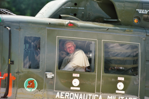 Papa Giovanni Paolo II - Vescovo Ducoli Maffeo - Val Visdende (negativo) di Ceolin, Elio (ultimo quarto sec. XX)