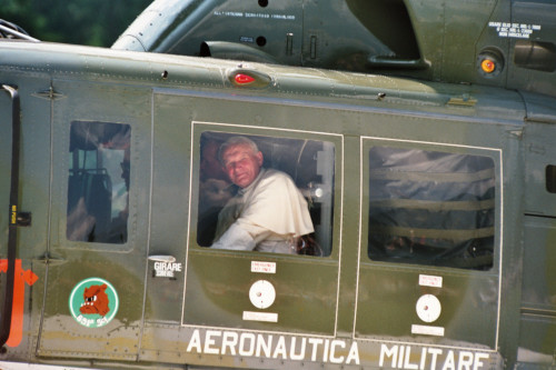 Papa Giovanni Paolo II - Vescovo Ducoli Maffeo - Val Visdende (negativo) di Ceolin, Elio (ultimo quarto sec. XX)