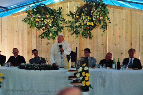 Papa Giovanni Paolo II - Vescovo Ducoli Maffeo - Carlo Bernini - Val Visdende (negativo) di Ceolin, Elio (ultimo quarto sec. XX)