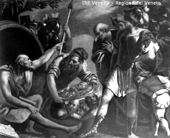 Mira, villa Widmann-Foscari, riproduzione dipinto, Pietro Vecchia, "Diogene"  di Filippi, Tomaso (XX)