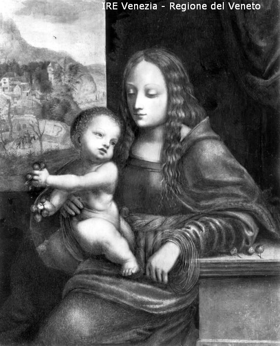 Venezia, scuola leonardesca, riproduzione dipinto, "Madonna col Bambino"  di Filippi, Tomaso (XX)