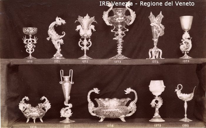 Venezia - Vita veneziana e lagunare - Attività private - Laboratori e Ditte di "Specialità veneziane" - Vetri, campionari anonimi vari - Coppe: undici  di Filippi, Tomaso (fine/ inizio XIX/ XX)