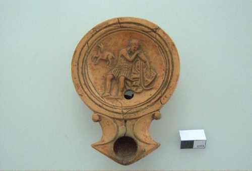 lucerna, Loeschcke IC; Dressel 9C - ambito culturale romano/ prodotto da officina occidentale (seconda metà secc. I d.C./ II d.C.)