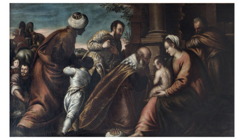 Adorazione dei Magi (DIPINTO) di Veronese, Paolo (bottega) - scuola veneta (XVII)