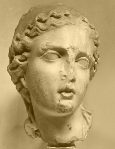figura femminile (testa femminile) - ambito romano (seconda metà epoca romana/ sec. II d.C.)