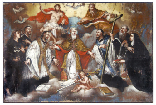 La Trinità e i santi (DIPINTO) - scuola veneta (XVII)