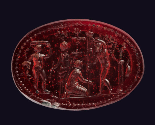 scena di culto (gemma, intaglio) - glittica romana (I secolo a.C.- I secolo d.C.)