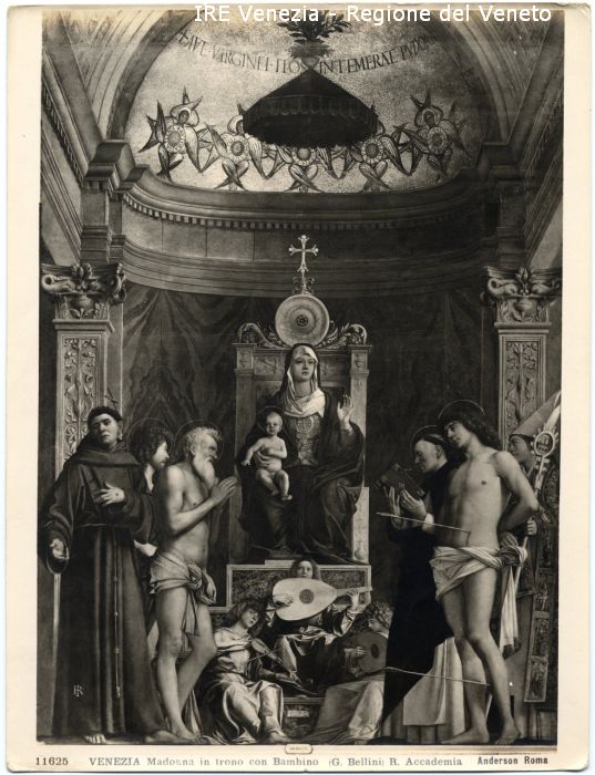Bellini, Giovanni, "Madonna in trono con Bambino", "Pala di S. Giobbe", n. 11625 (positivo) di Bellini Giovanni, Anderson (Ditta) (fine/inizio 19/ 20)