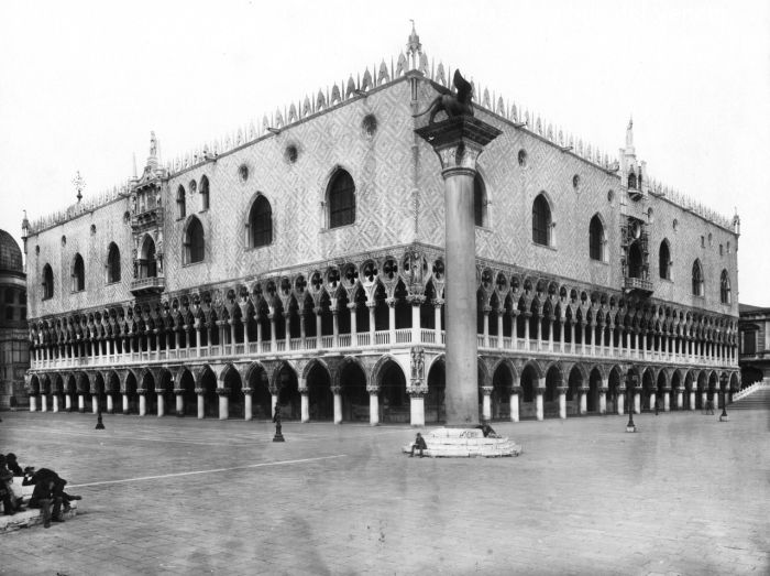 Venezia, palazzo Ducale e colonna di San Marco dal Molo  di Filippi, Tomaso (XIX)