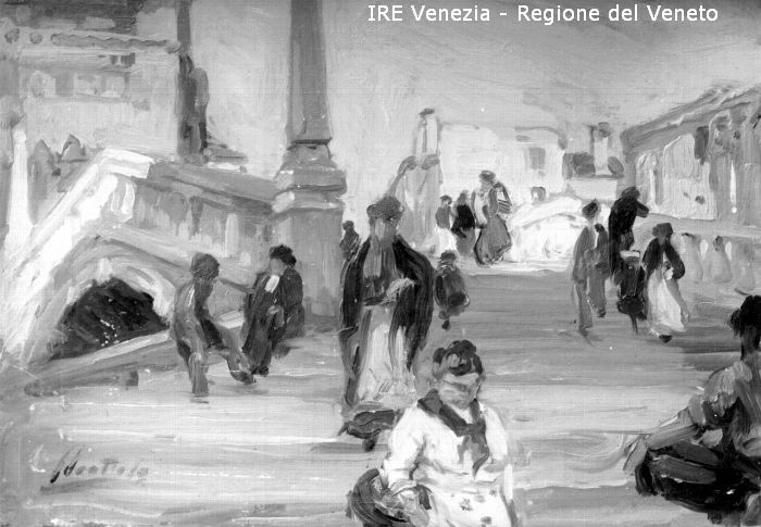 Venezia, riproduzione dipinto, Ferruccio Scattola, "Il ponte delle Guglie"  di Filippi, Tomaso (XX)
