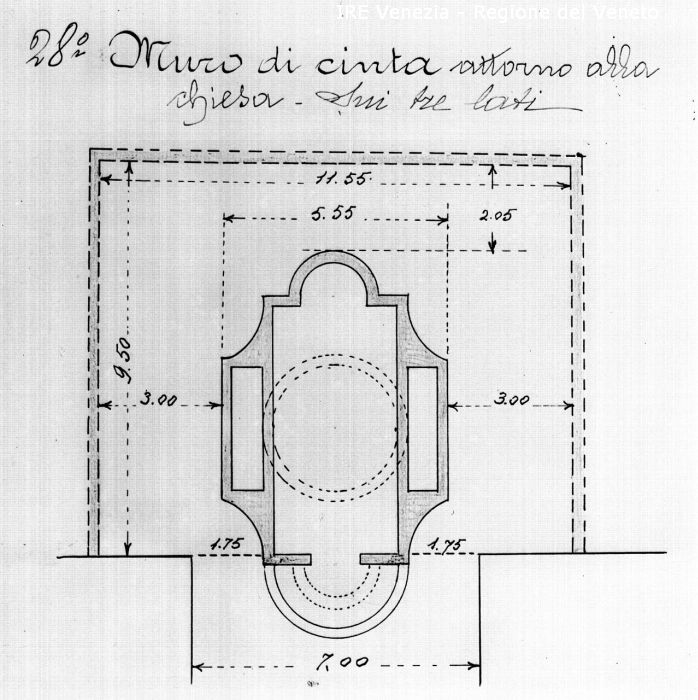 Venezia, riproduzione disegno, architetto n.c., pianta di cappella mortuaria  di Filippi, Tomaso (XX)